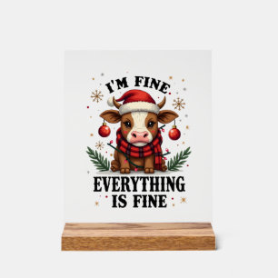 Vintage Im Fine Everything Is Fine Highland Cow Ch Acrylic Sign