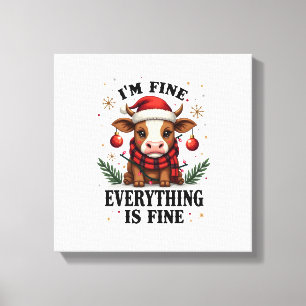 Vintage Im Fine Everything Is Fine Highland Cow Ch Canvas Print