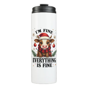 Vintage Im Fine Everything Is Fine Highland Cow Ch Thermal Tumbler