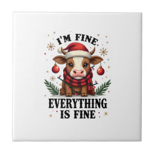 Vintage Im Fine Everything Is Fine Highland Cow Ch Tile
