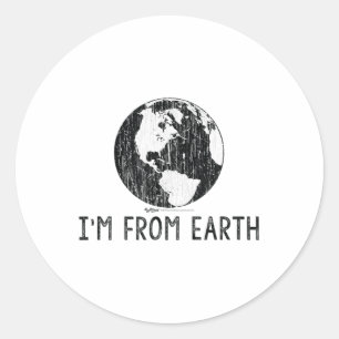 Vintage Im From Earth World Earth Day Environmenta Classic Round Sticker
