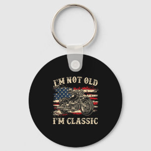 Vintage I'm Not Old I'm Clic Biker Usa Flag  Key Ring