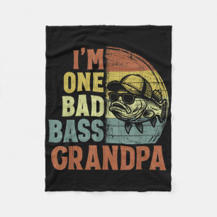 Vintage Im One Bad B Grandpa Funny Fishing Grandpa Fleece Blanket