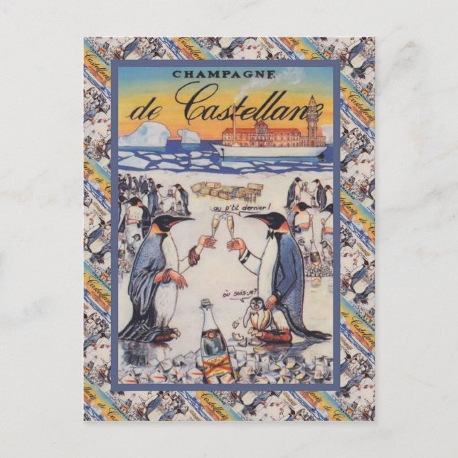 Vintage image,  Champagne de Castellane Postcard (Front)