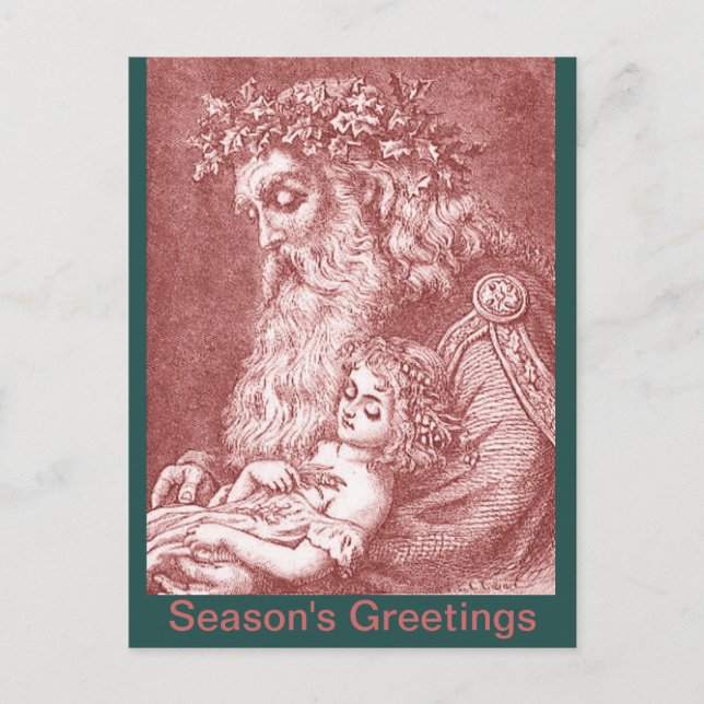 Vintage Image Father Time & Baby New Year Postcard (Front)