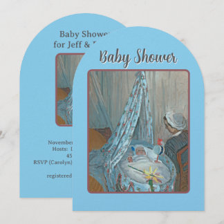 Vintage Image, Mother Gazing At Baby In Bassinet Invitation