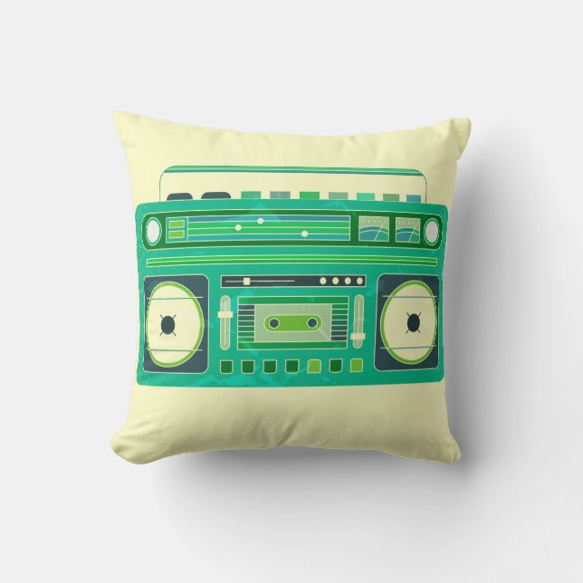 Vintage image of a classic boom box cushion (Front)
