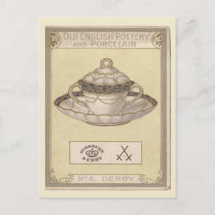 Vintage image, Old English pottery, Derby Postcard