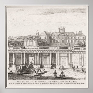 Vintage image Palace of  Knights' Templar, Malta Poster