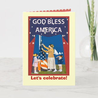 Vintage image, Raising the flag Card
