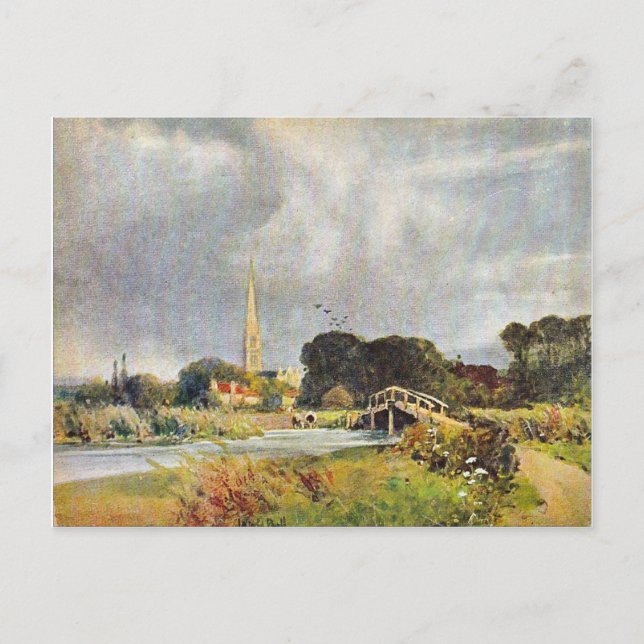 Vintage image, Salisbury Cathedral and river, 1905 Postcard (Front)