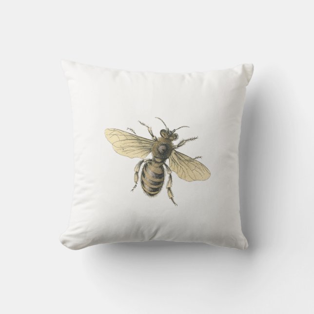 Vintage Images Honey Bee Throw Pillow (Front)