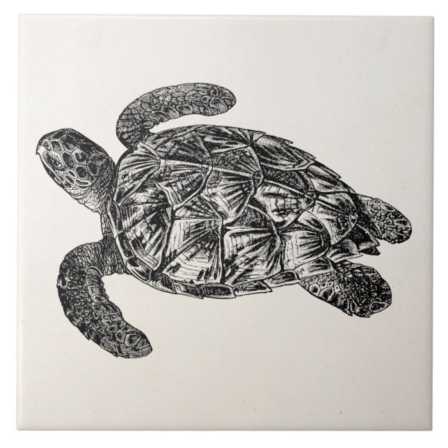 Vintage Imbricated Sea Turtle - Turtles Template Tile (Front)