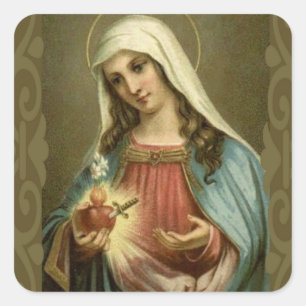 Vintage Immaculate Heart of Mary Square Sticker