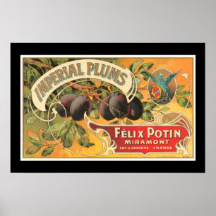 Vintage Imperial Plums Label Poster