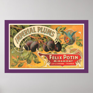 Vintage Imperial Plums Lable Poster