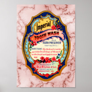 Vintage Imperial Tooth Wash Label Poster