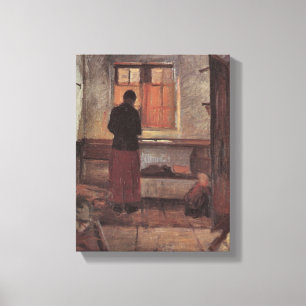 Vintage Impressionism, Girl in the Kitchen, Ancher Canvas Print