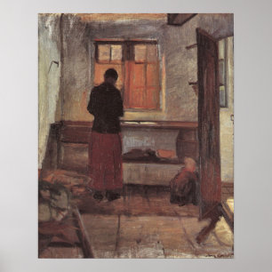 Vintage Impressionism, Girl in the Kitchen, Ancher Poster