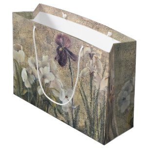 Vintage Impressionism Iris Blossoms Large Gift Bag
