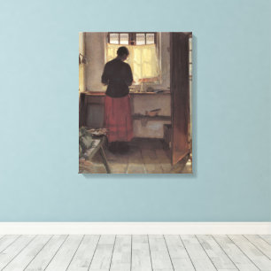 Vintage Impressionism, Pigen i Køkkenet, Ancher Canvas Print