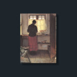 Vintage Impressionism, Pigen i Køkkenet, Ancher Canvas Print<br><div class="desc">Pigen i Køkkenet (Girl in the Kitchen) (1883-1886) by Anna Ancher is a vintage impressionism fine art portrait painting. There is food on the table and she is working at the sink with no running water. There is light coming through the curtain in the window in her home. A daily...</div>