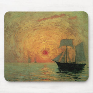 Vintage Impressionism, Red Sun by Maxime Maufra Mouse Mat