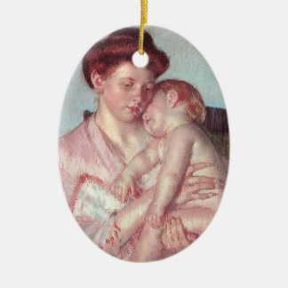 Vintage Impressionism, Sleepy Baby by Mary Cassatt Ceramic Tree Decoration