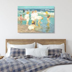 Vintage Impressionist Beach Scene Canvas Print