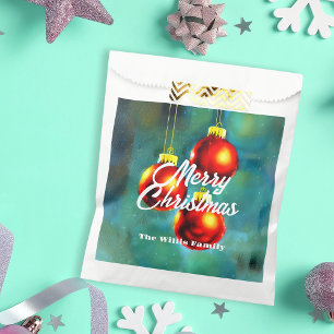 Vintage Impressionist Red Christmas Baubles Favour Bags