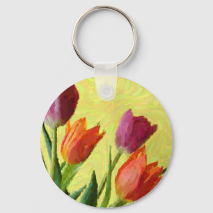 Vintage Impressionist Tulips Key Chain