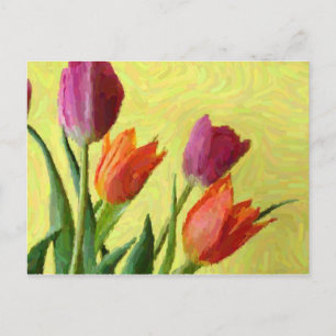 Vintage Impressionist Tulips Postcard