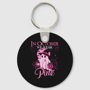 Vintage In October We Wear Nk Ribbon Ghost Hallowe Key Ring