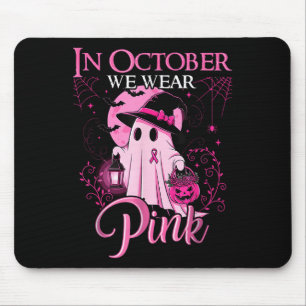 Vintage In October We Wear Nk Ribbon Ghost Hallowe Mouse Mat