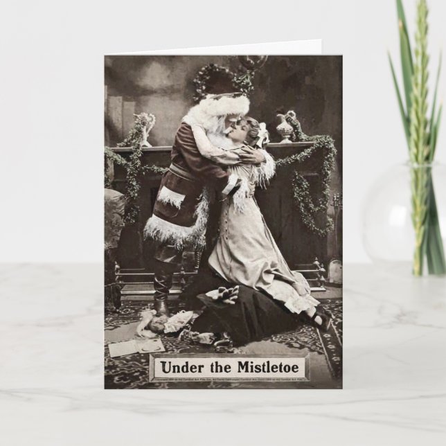 Vintage Inappropriate Santa Holiday Card (Front)