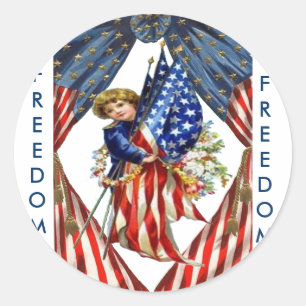 Vintage Independence and Freedom Classic Round Sticker