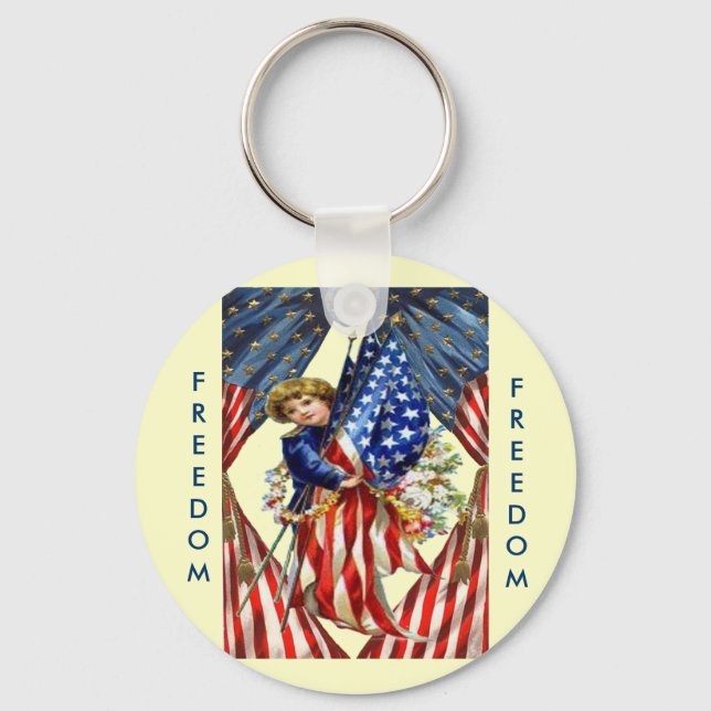 Vintage Independence and Freedom Key Ring (Front)