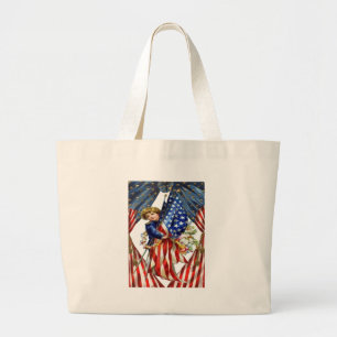 Vintage Independence and Freedom Large Tote Bag