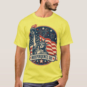 Vintage Independence Day Americana Badge T-Shirt