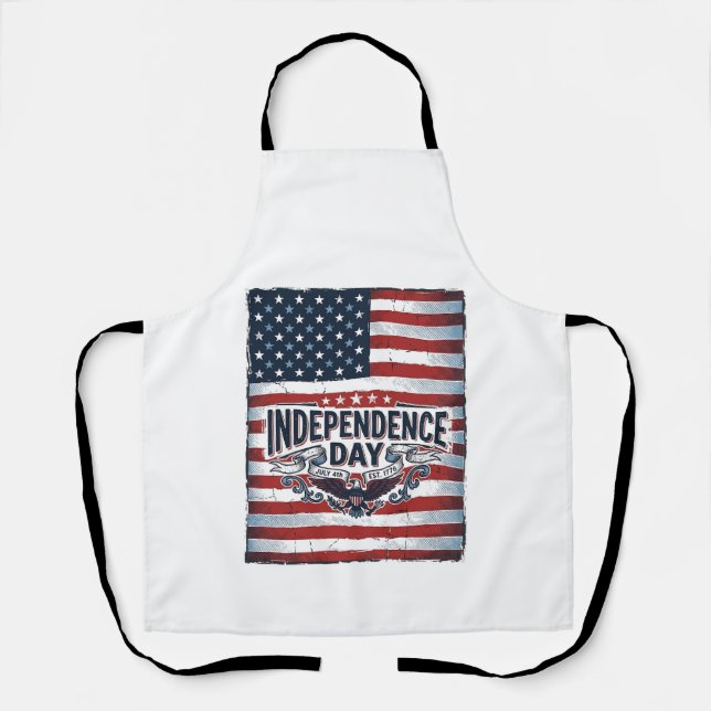 Vintage Independence Day Flag Shirt Apron (Front)