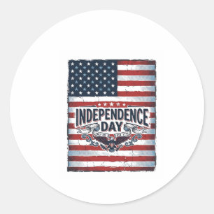 Vintage Independence Day Flag Shirt Classic Round Sticker