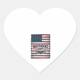 Vintage Independence Day Flag Shirt Heart Sticker