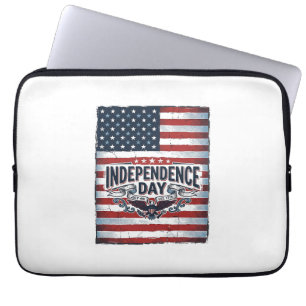 Vintage Independence Day Flag Shirt Laptop Sleeve