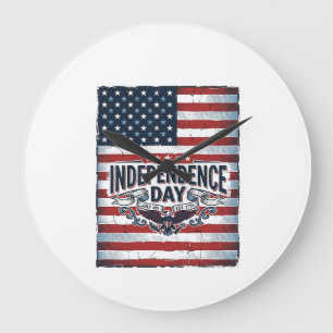 Vintage Independence Day Flag Shirt Large Clock