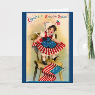 Vintage Independence Day Girl Card
