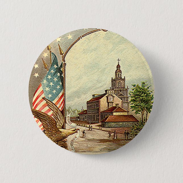 Vintage Independence Hall 6 Cm Round Badge (Front)