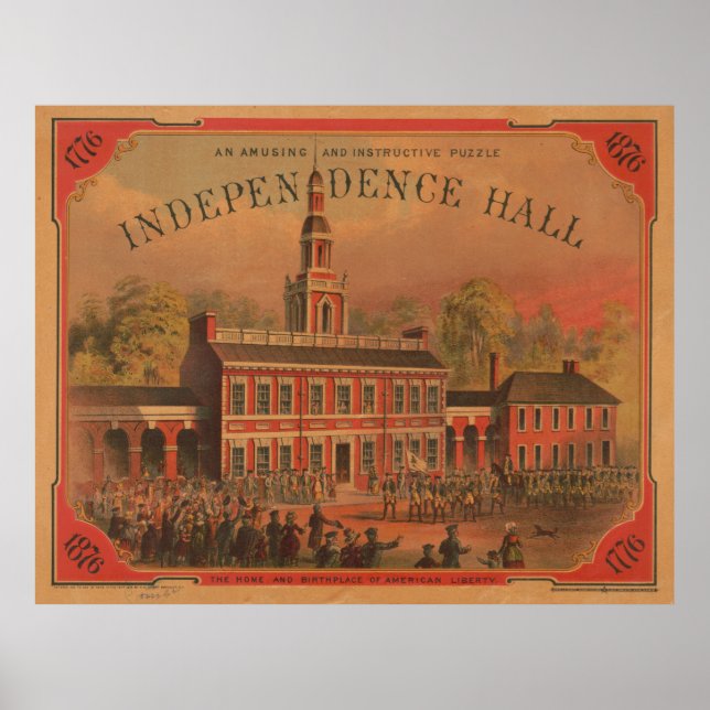Vintage Independence Hall Illustration (1878) Poster (Front)