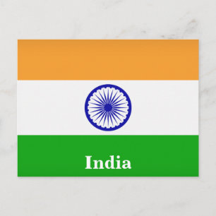 Vintage India Flag Travel Tourism Postcard