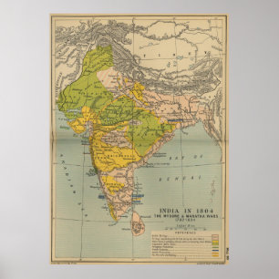 Vintage India Maratha and Mysore War Map (1804) Poster