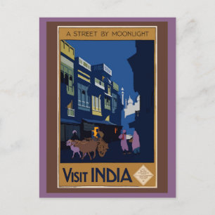 Vintage India Retro Travel Tourism Postcard